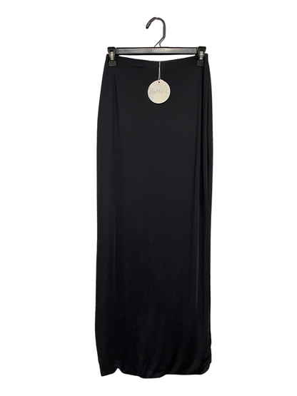 THANNE |XS| WAIST 24| A37| BLACK SATIN MINIMALIST SLIM MAXI SKIRT
