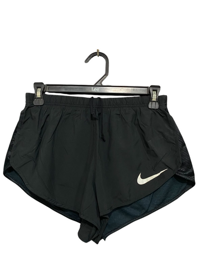 NIKE |S| WAIST 26| A37| BLACK & WHITE SWOOSH PERFORMANCE RUNNING SHORTS