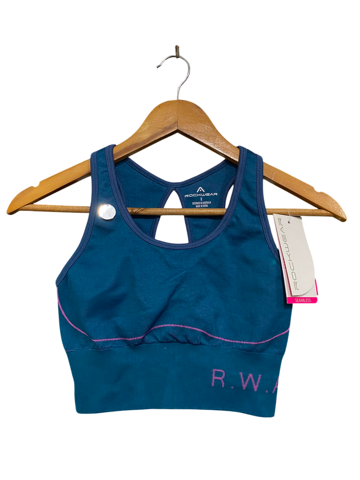 ROCKWEAR |S| BUST 12| A37| TEAL SEAMLESS CUTOUT ATHLETIC SPORTS BRA