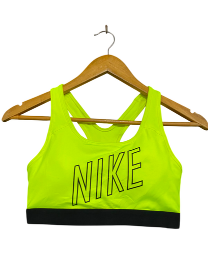 NIKE |M| BUST 13| A37| NEON LIME & BLACK BLOCK-LOGO ATHLETIC SPORTS BRA