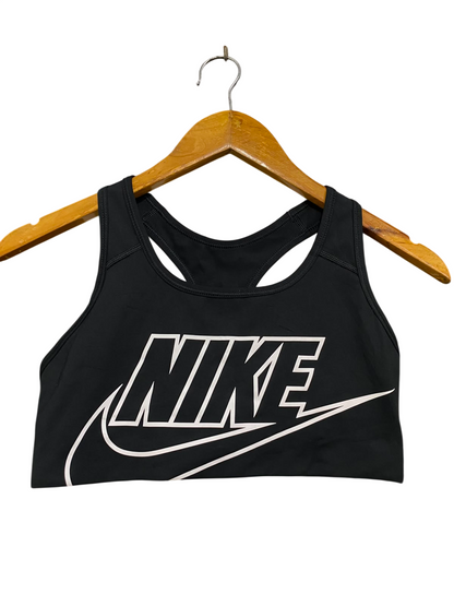 NIKE |M| BUST 13| A37| BLACK & WHITE BOLD LOGO ATHLETIC SPORTS BRA