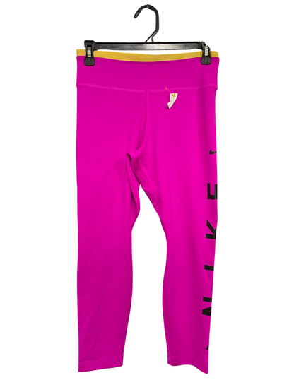 NIKE |M| WAIST 26| A37| VIBRANT MAGENTA & BLACK SIDE-LOGO ATHLETIC LEGGINGS