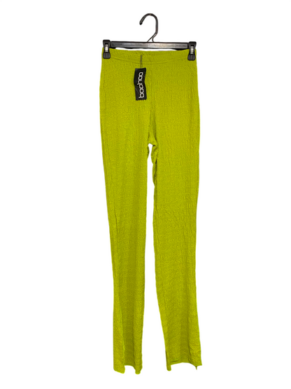 BOOHOO |XS| WAIST 24| A37| LIME GREEN TEXTURED HIGH-WAISTED TROUSERS