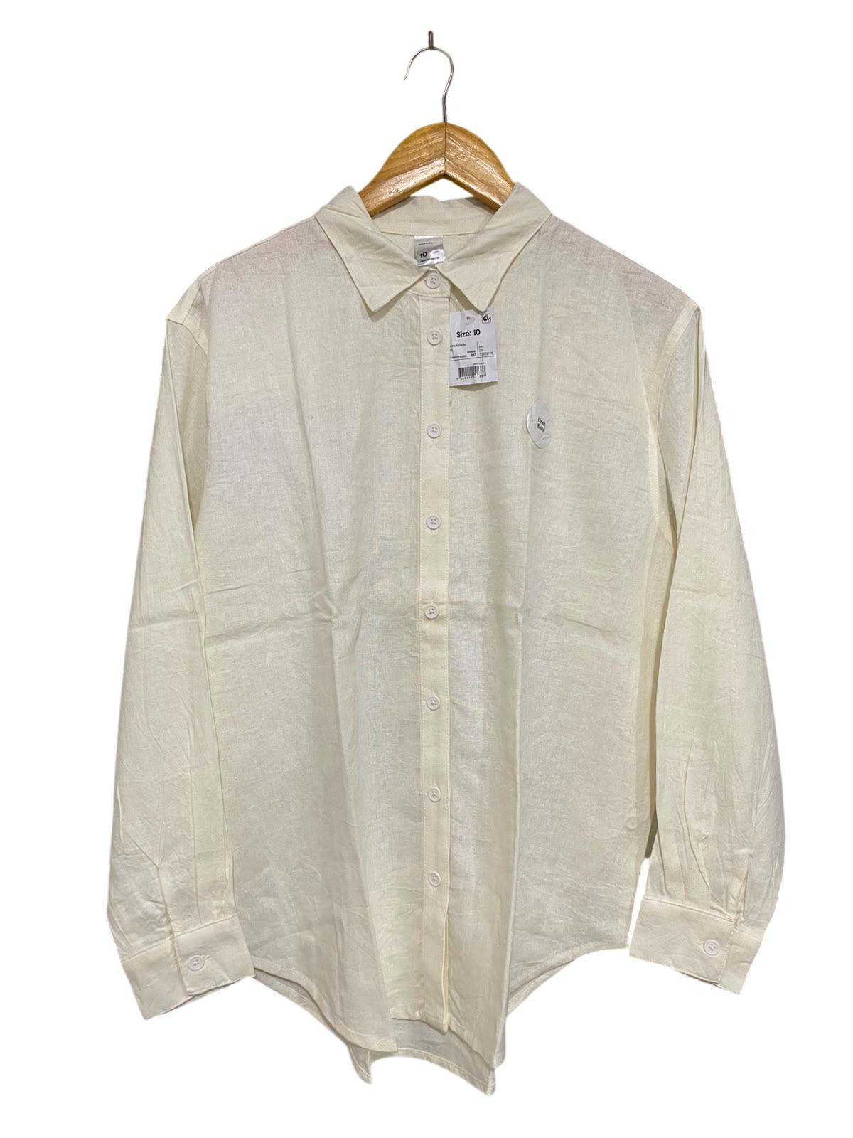 ANKO |M| BUST 22| A38| OFF-WHITE OFF-DUTY CREAM BUTTON-DOWN LONG-SLEEVE SHIRT