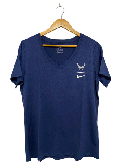 NIKE |L| BUST 20| A38| NAVY AIR FORCE BRANDED DRI-FIT V-NECK ATHLETIC T-SHIRT