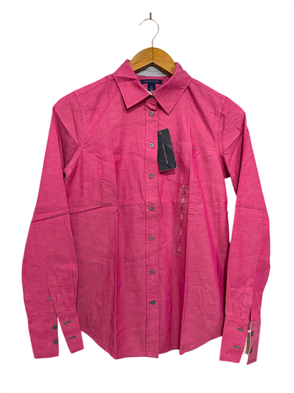 TOMMY HILFIGER |S| BUST 17| A38| HOT PINK BUTTON-DOWN LONG-SLEEVE SHIRT