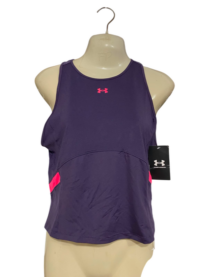 UNDER ARMOUR |M| BUST 16| A38| PURPLE & NEON PINK ATHLETIC CROP TANK TOP