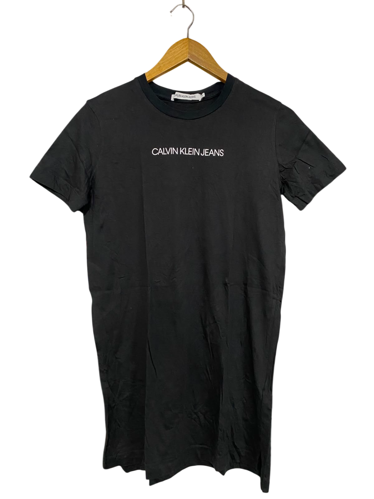 CALVIN KLEIN JEANS |M| BUST 18| A38| BLACK LOGO SHORT-SLEEVE T-SHIRT DRESS