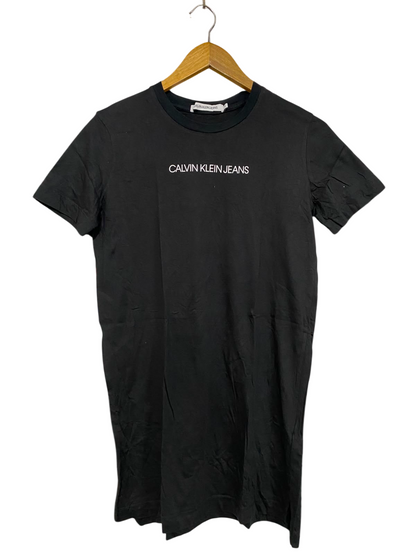 CALVIN KLEIN JEANS |M| BUST 18| A38| BLACK LOGO SHORT-SLEEVE T-SHIRT DRESS