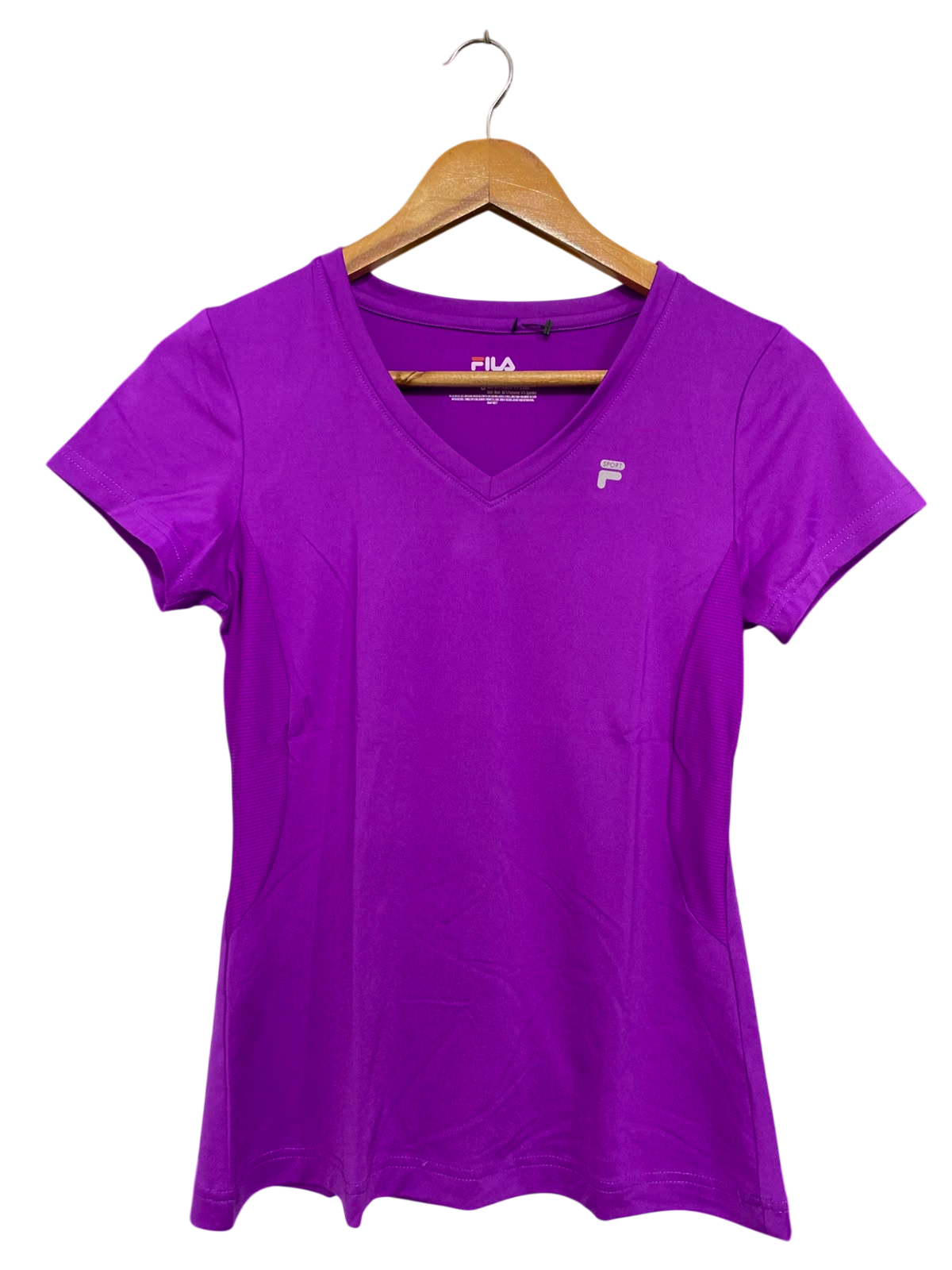 FILA |S| BUST 15| A38| PURPLE V-NECK ATHLETIC PERFORMANCE T-SHIRT