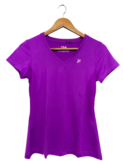 FILA |S| BUST 15| A38| PURPLE V-NECK ATHLETIC PERFORMANCE T-SHIRT