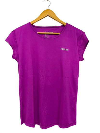 REBOOK |S| BUST 18| A38| MAGENTA PURPLE ATHLETIC PERFORMANCE CAP-SLEEVE T-SHIRT