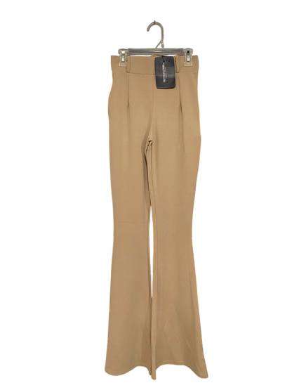 PRETTYLITTLE THING |XS| WAIST 22| A38| CAMEL HIGH-WAIST FLARED TROUSERS