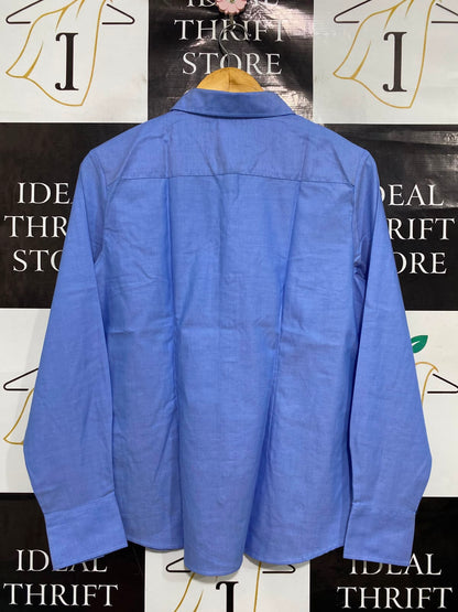 BIZ COLLECTION |M| BUST 19| A38| PERIWINKLE BLUE LONG-SLEEVE BUTTON-DOWN SHIRT