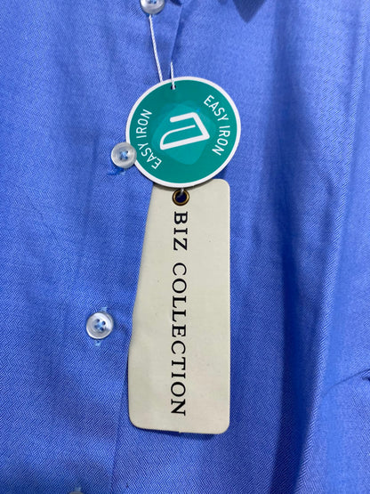 BIZ COLLECTION |M| BUST 19| A38| PERIWINKLE BLUE LONG-SLEEVE BUTTON-DOWN SHIRT