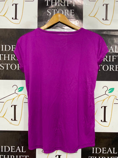 REBOOK |S| BUST 18| A38| MAGENTA PURPLE ATHLETIC PERFORMANCE CAP-SLEEVE T-SHIRT