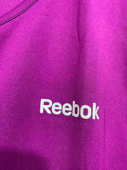 REBOOK |S| BUST 18| A38| MAGENTA PURPLE ATHLETIC PERFORMANCE CAP-SLEEVE T-SHIRT