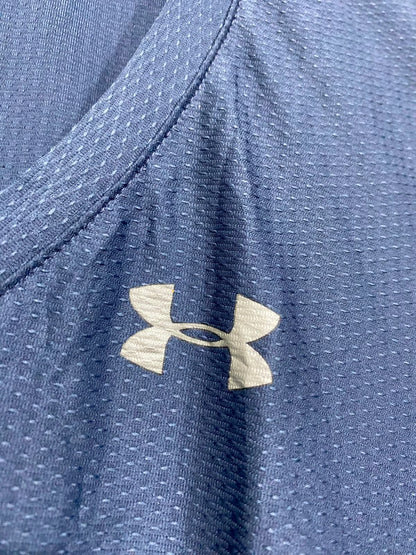 UNDER ARMOUR |S| BUST 16| A38| SLATE BLUE HEATGEAR V-NECK ATHLETIC T-SHIRT