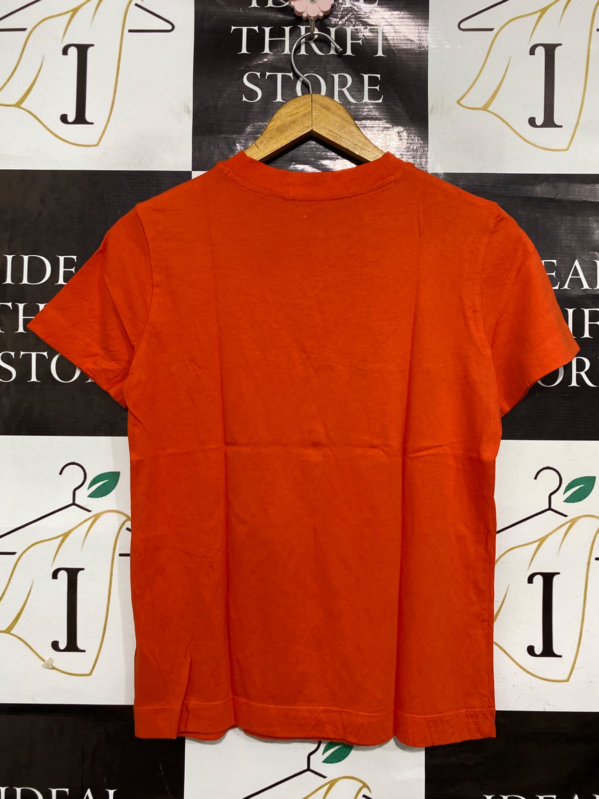 CALVIN KLEIN JEANS |XS| BUST 16 | A38| VIBRANT ORANGE LOGO T-SHIRT