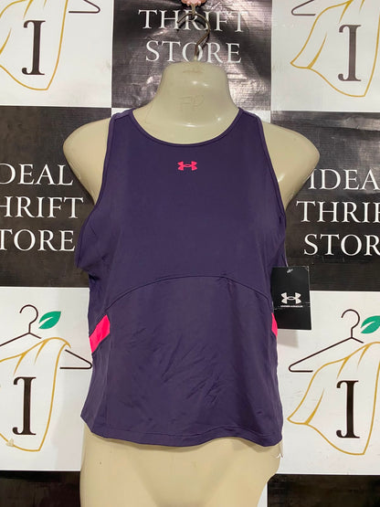 UNDER ARMOUR |M| BUST 16| A38| PURPLE & NEON PINK ATHLETIC CROP TANK TOP