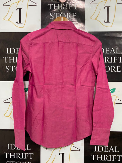 TOMMY HILFIGER |S| BUST 17| A38| HOT PINK BUTTON-DOWN LONG-SLEEVE SHIRT