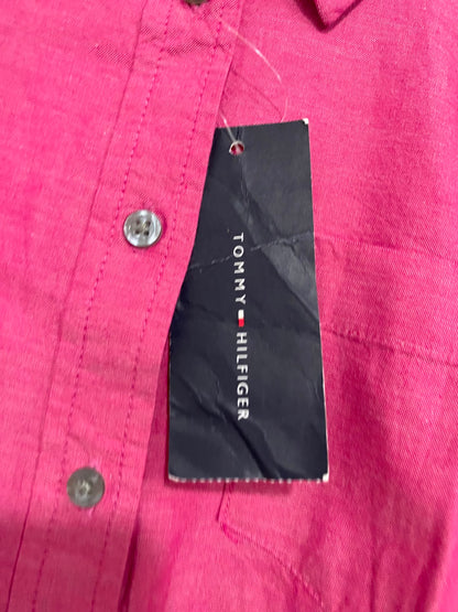 TOMMY HILFIGER |S| BUST 17| A38| HOT PINK BUTTON-DOWN LONG-SLEEVE SHIRT