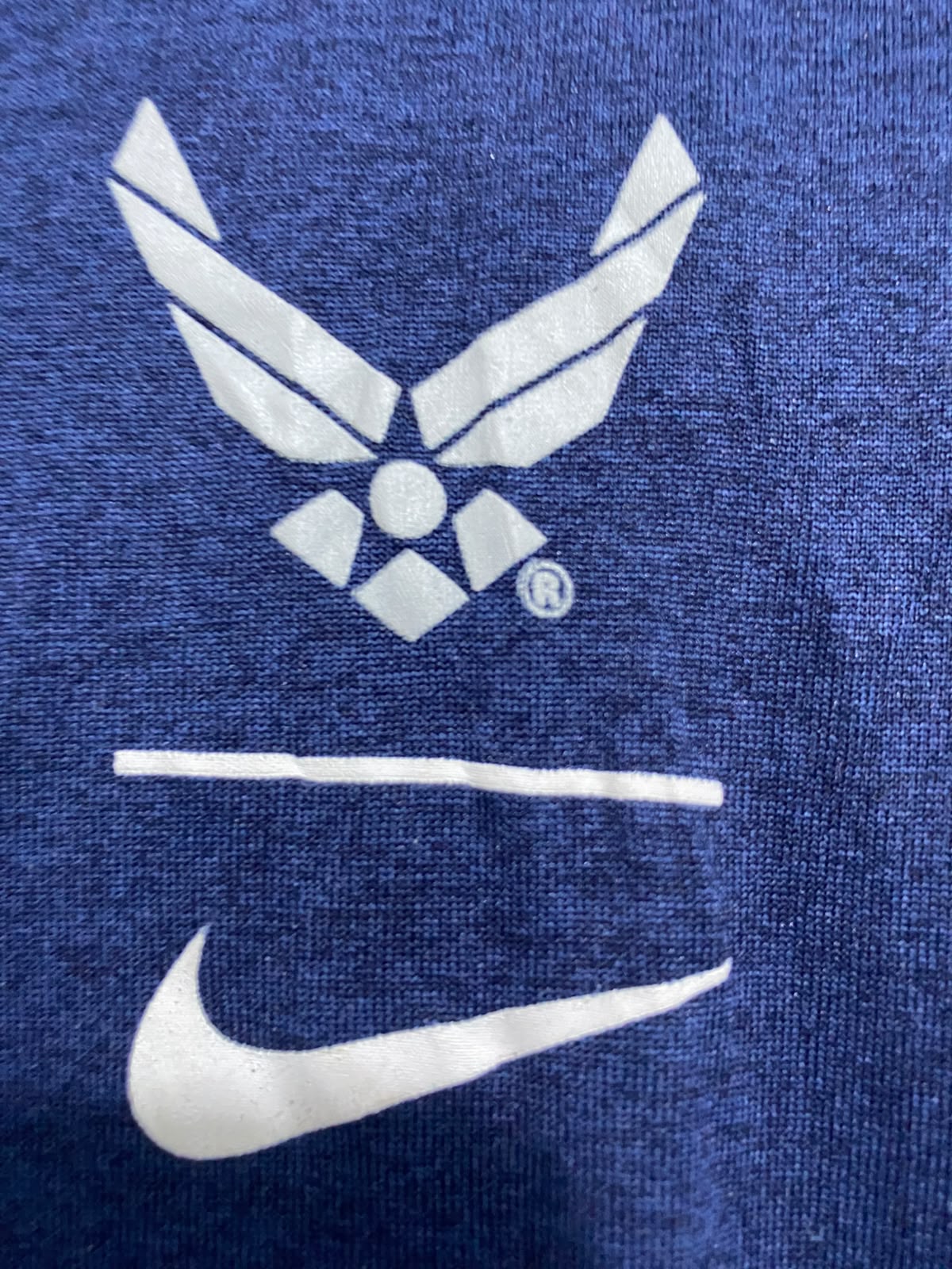 NIKE |L| BUST 20| A38| NAVY AIR FORCE BRANDED DRI-FIT V-NECK ATHLETIC T-SHIRT