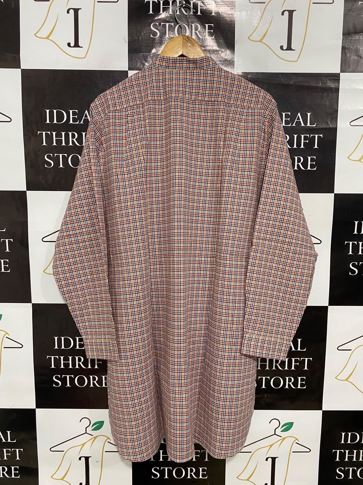UNIQLO |XL| BUST 24| A38| INES DE LA FRESSANGE PLAID MANDARIN COLLAR TUNIC SHIRT