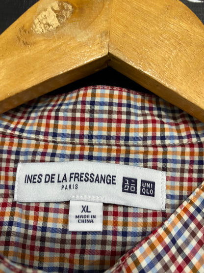 UNIQLO |XL| BUST 24| A38| INES DE LA FRESSANGE PLAID MANDARIN COLLAR TUNIC SHIRT