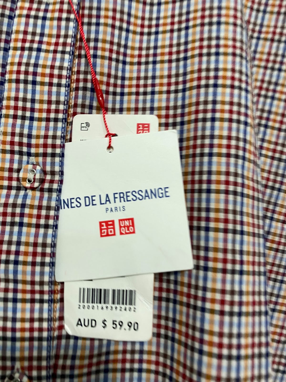 UNIQLO |XL| BUST 24| A38| INES DE LA FRESSANGE PLAID MANDARIN COLLAR TUNIC SHIRT