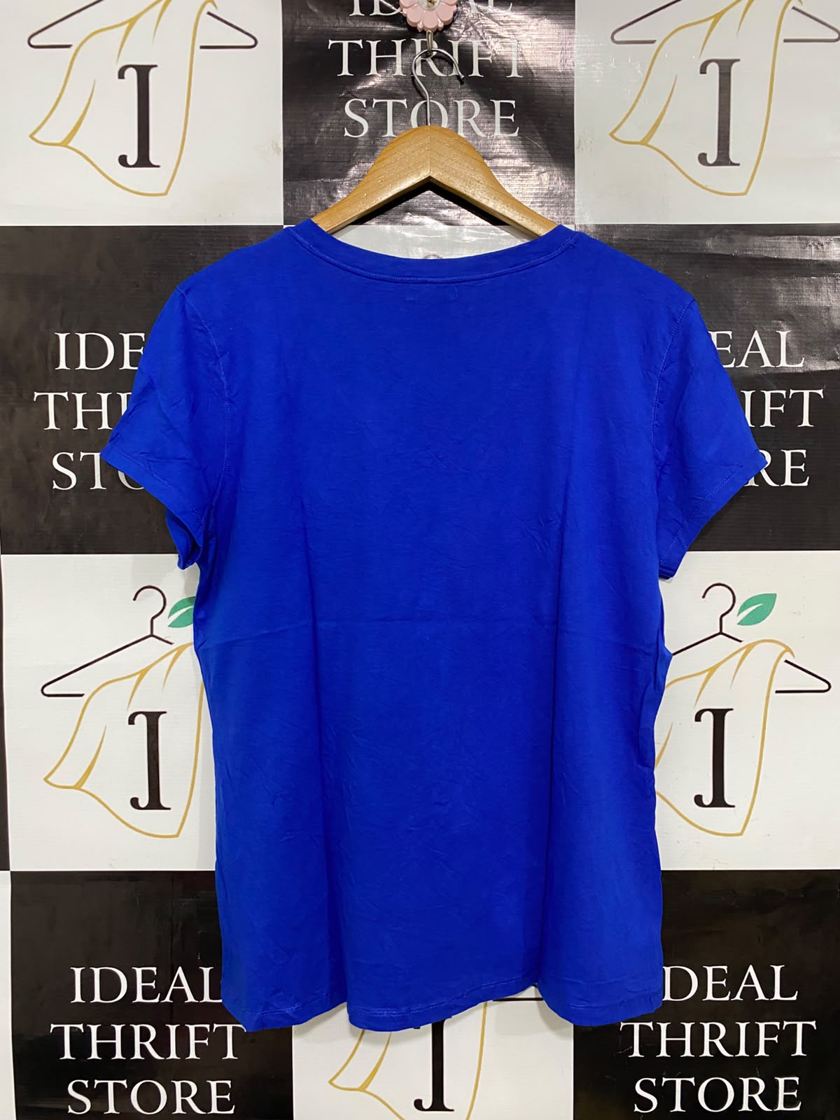 U S POLO ASSN |XL| BUST 21| A38| ROYAL BLUE & LIME GREEN LOGO V-NECK T-SHIRT