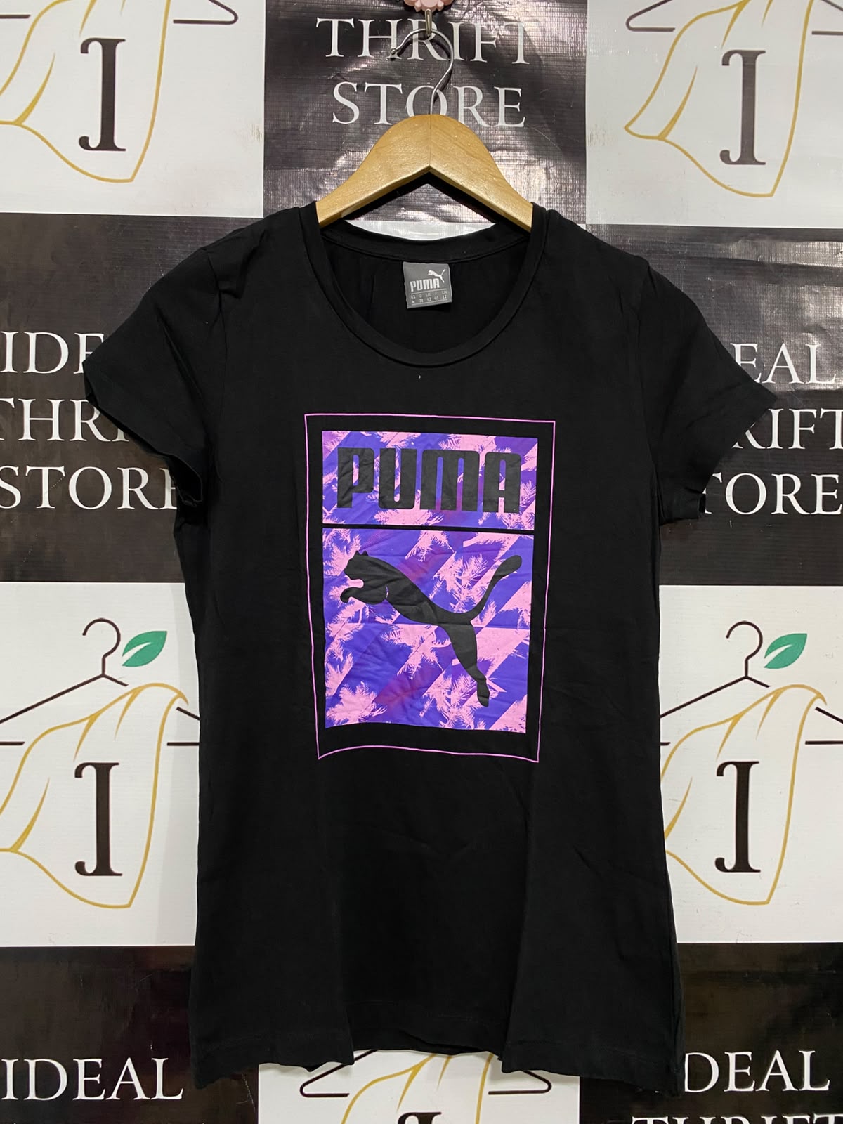 PUMA |M| BUST 16| A38| BLACK TROPICAL BOX-LOGO ATHLETIC T-SHIRT