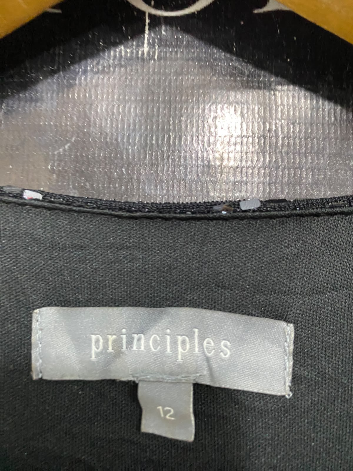 PRINCIPLES |M| BUST 17| A38| BLACK STRIPED SEQUIN KNOT-ACCENT LONG-SLEEVE MAXI DRESS