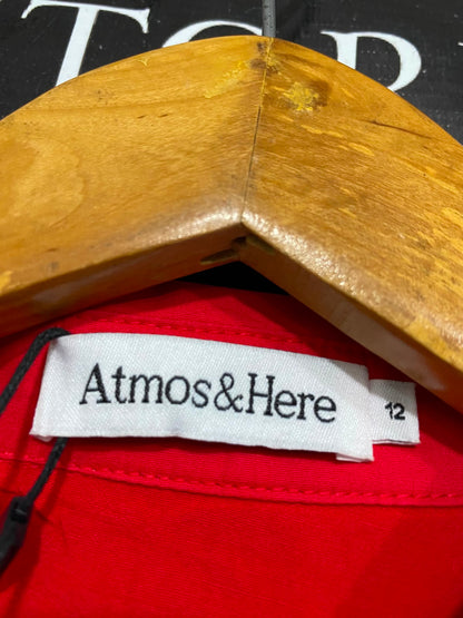 ATMOS & HERE |M| BUST 16| A38| VIBRANT RED PUFF-SLEEVE MINI DRESS