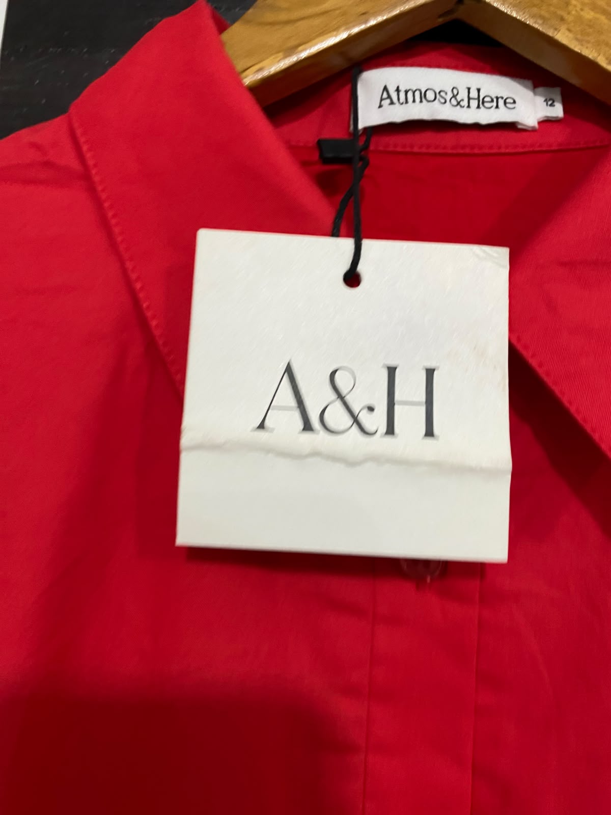 ATMOS & HERE |M| BUST 16| A38| VIBRANT RED PUFF-SLEEVE MINI DRESS
