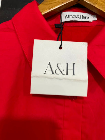 ATMOS & HERE |M| BUST 16| A38| VIBRANT RED PUFF-SLEEVE MINI DRESS