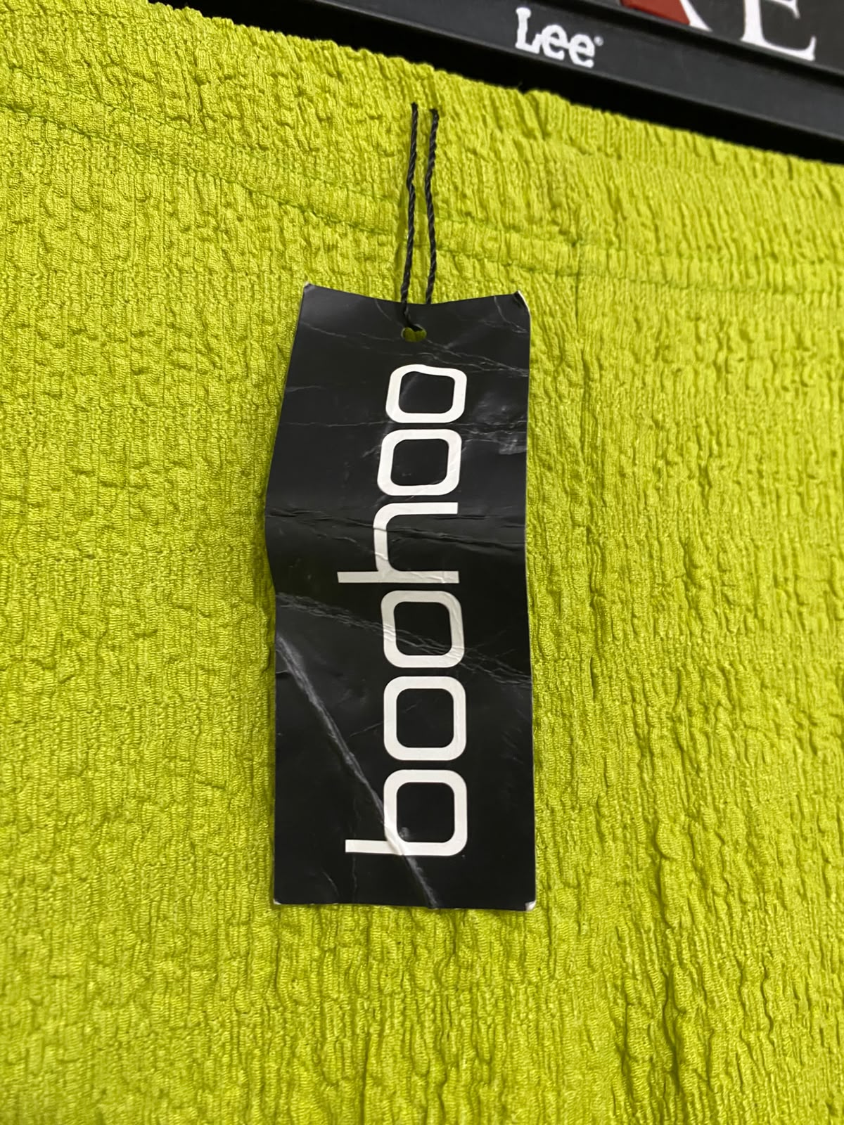 BOOHOO |XS| WAIST 24| A37| LIME GREEN TEXTURED HIGH-WAISTED TROUSERS