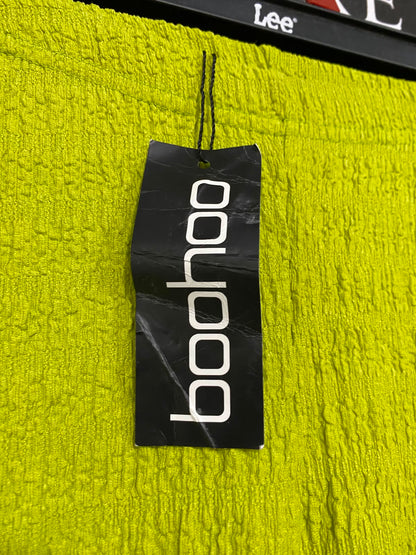 BOOHOO |XS| WAIST 24| A37| LIME GREEN TEXTURED HIGH-WAISTED TROUSERS