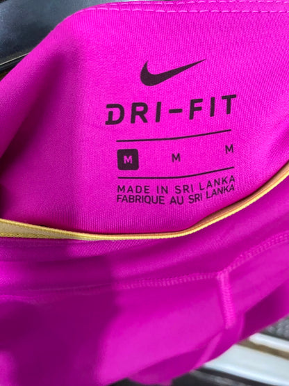 NIKE |M| WAIST 26| A37| VIBRANT MAGENTA & BLACK SIDE-LOGO ATHLETIC LEGGINGS
