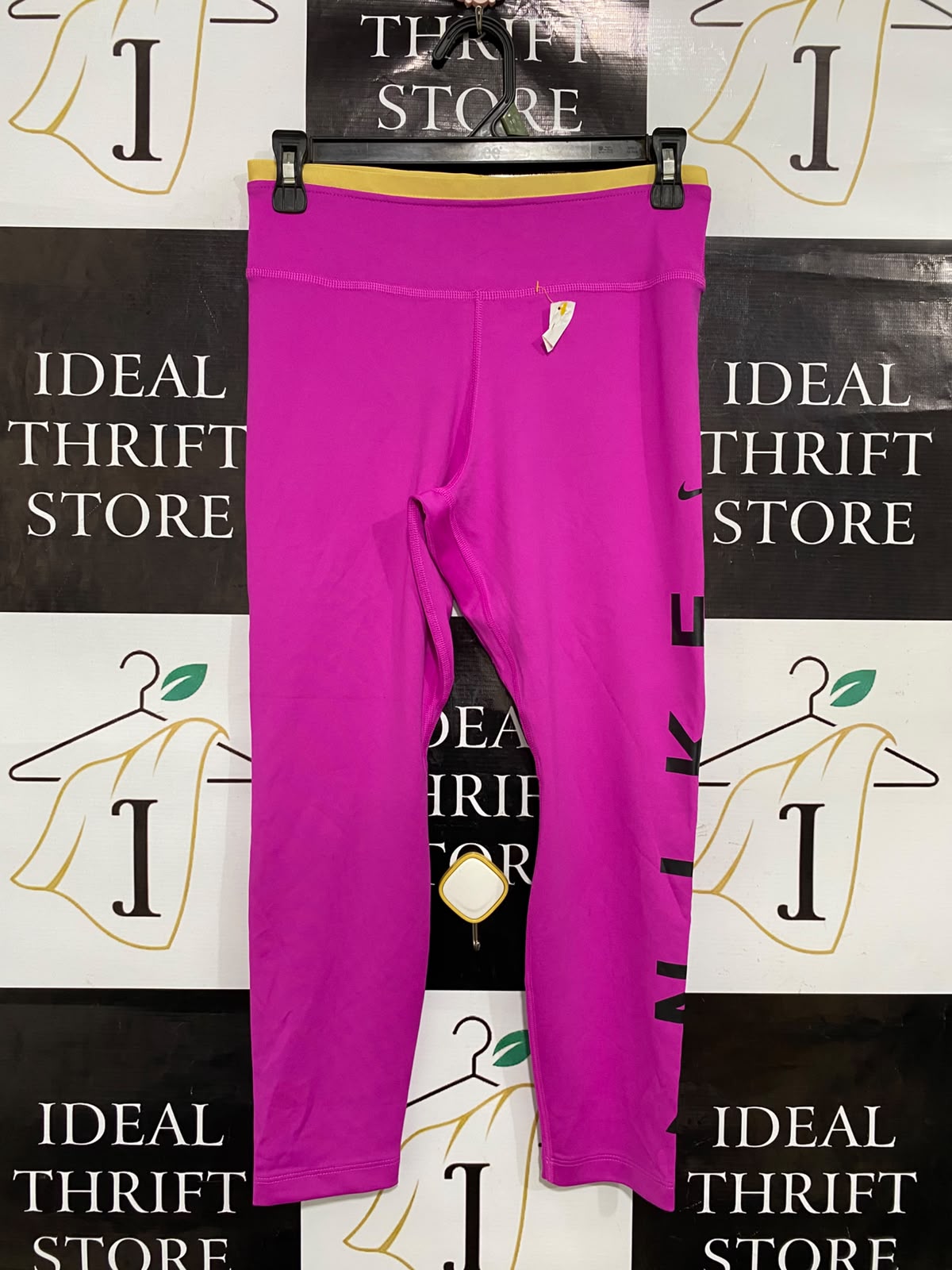 NIKE |M| WAIST 26| A37| VIBRANT MAGENTA & BLACK SIDE-LOGO ATHLETIC LEGGINGS