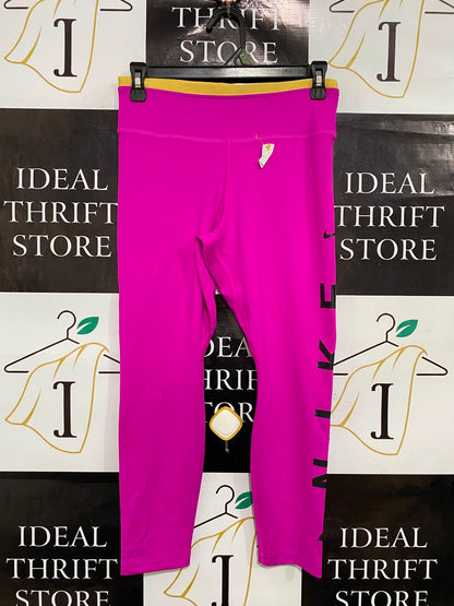 NIKE |M| WAIST 26| A37| VIBRANT MAGENTA & BLACK SIDE-LOGO ATHLETIC LEGGINGS