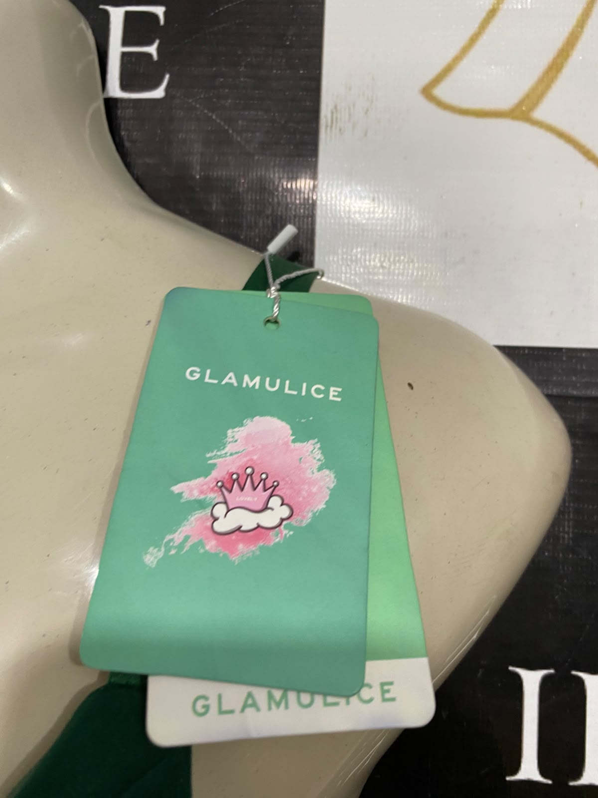 GLAMULICE |S| BUST 17| A37| EMERALD GREEN TULLD SLATE-WAIST MIDI DRESS