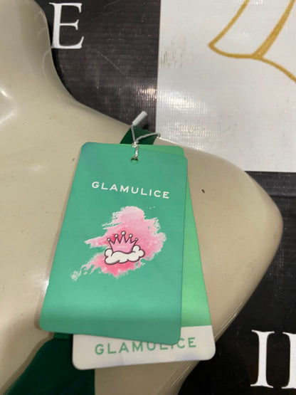 GLAMULICE |S| BUST 17| A37| EMERALD GREEN TULLD SLATE-WAIST MIDI DRESS