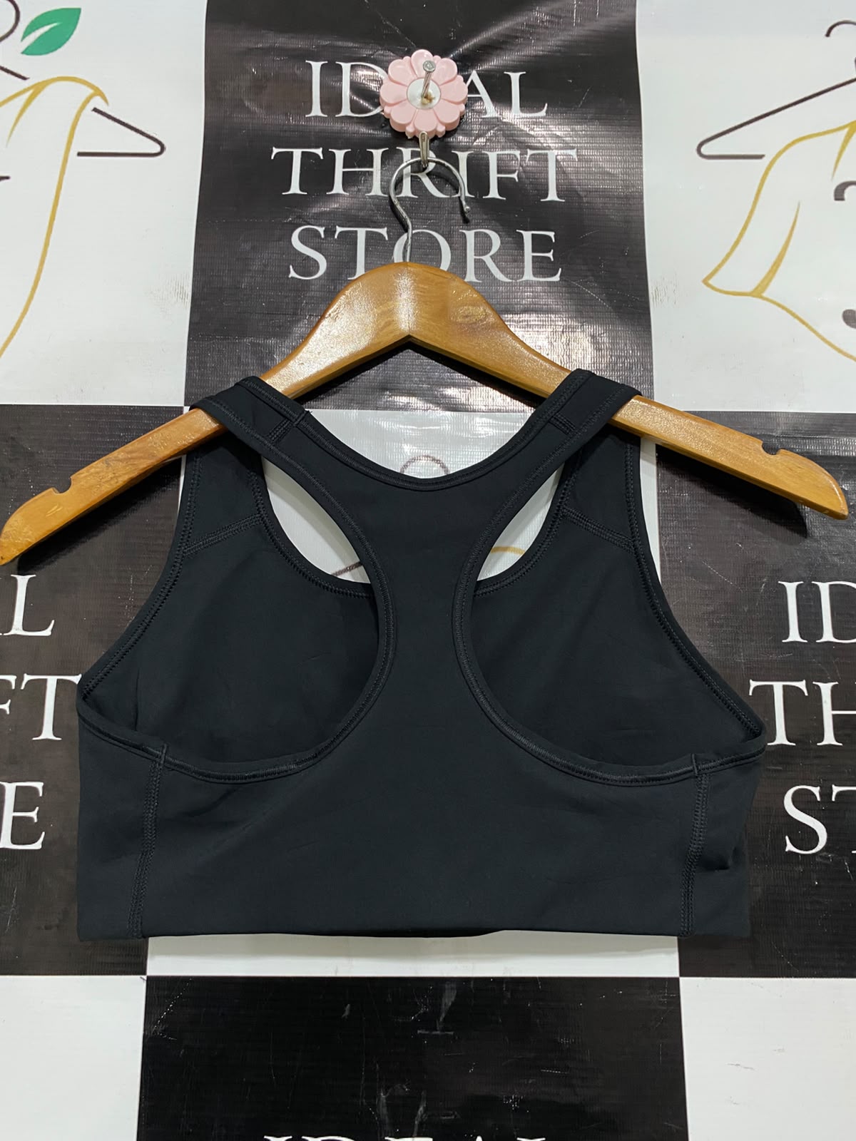 NIKE |M| BUST 13| A37| BLACK & WHITE BOLD LOGO ATHLETIC SPORTS BRA