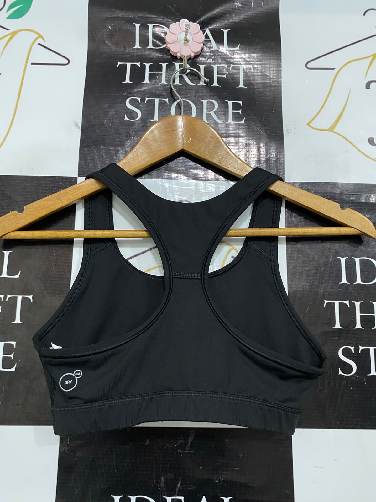 PUMA |S| BUST 12| A37| BLACK & SILVER LEAPING CAT ATHLETIC SPORTS BRA