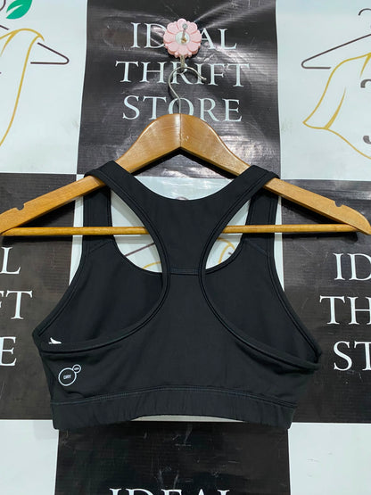 PUMA |S| BUST 12| A37| BLACK & SILVER LEAPING CAT ATHLETIC SPORTS BRA