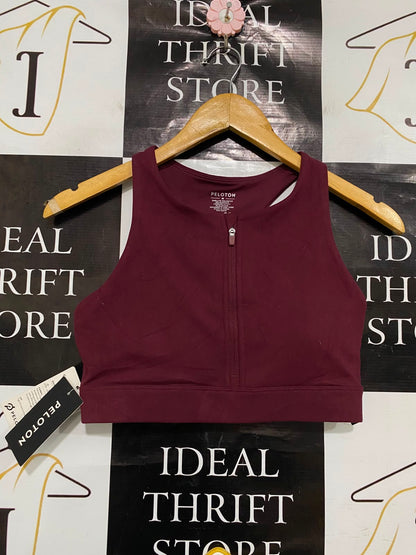 PELOTON |M| BUST 13| A37| MAROON FRONT-ZIP HIGH-NECK ATHLETIC SPORTS BRA