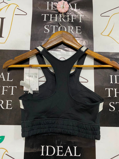 NIKE |XS| BUST 11| A37| BLACK & OFF-WHITE COLORBLOCK PATCH LOGO SPORTS BRA