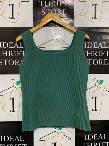 ED IT ED |M| BUST 17| A37| DUSTY SAGE RIBBED SQUARE-NECK SLEEVELESS TANK TOP