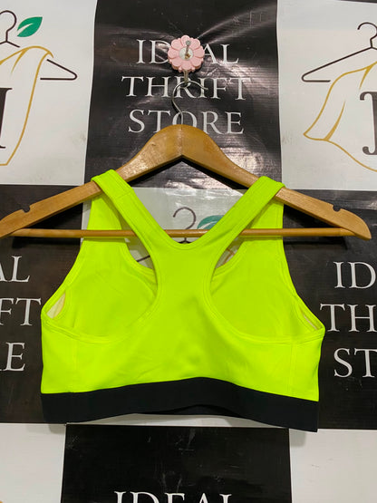 NIKE |M| BUST 13| A37| NEON LIME & BLACK BLOCK-LOGO ATHLETIC SPORTS BRA